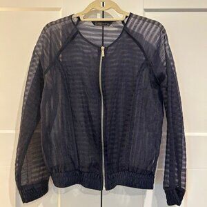 ZARA Sheer Striped Zip Up Jacket